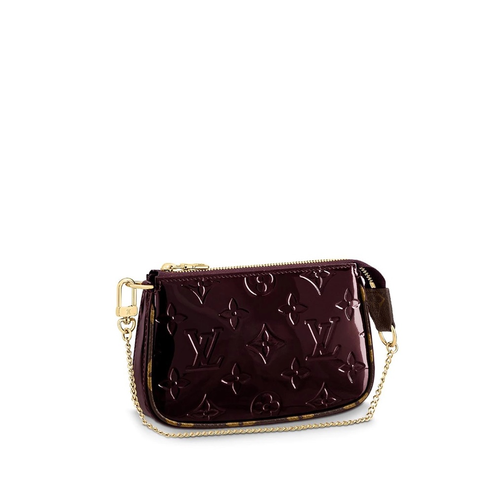 LOUIS VUITTON MINI POCHETTE ACCESSOIRES VERNIS AMARANTE POUCH WALLET